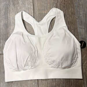 NWT Truekind Women's Sports Bra Padded large L White Stretch Racerback